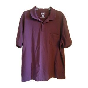 LL Bean Burgundy Traditional Fit Polo Shirt XXL Short Sleeve 100% Cotton